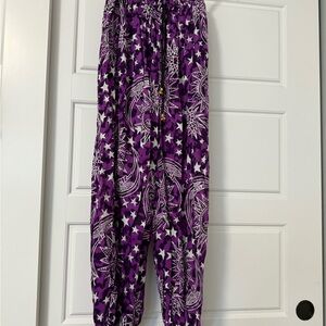 Purple Star and Moon Patterned Pants